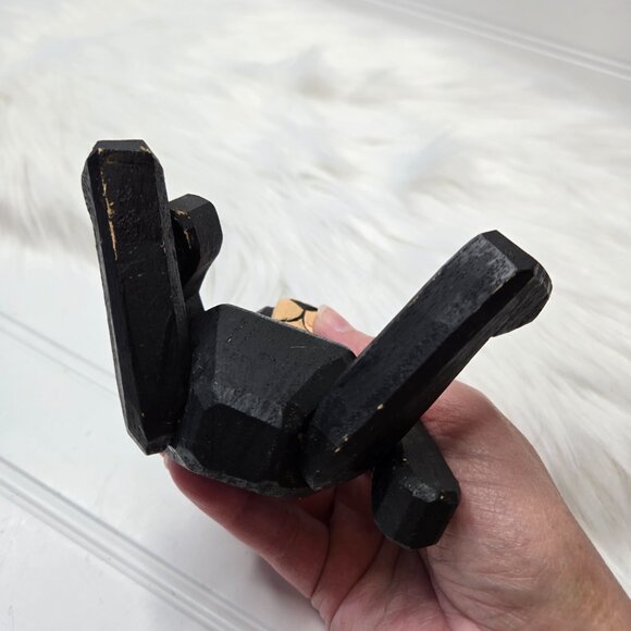 Carved Wood Teddy Black Bear 6” Legs and Arms Move Cabin Woods Poseable Sitting - Picture 7 of 10